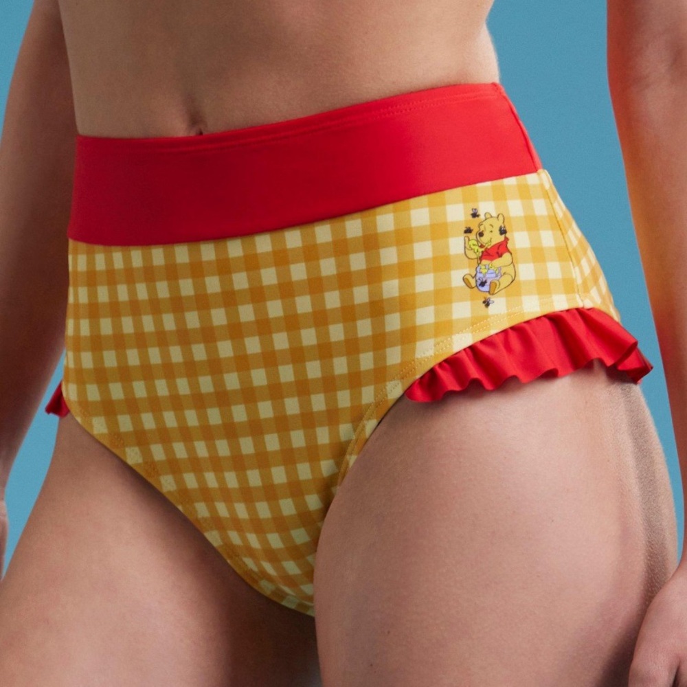 Disney Winnie‎ The Pooh Hunny Gingham High Waisted Swim Bottoms Hot Topic